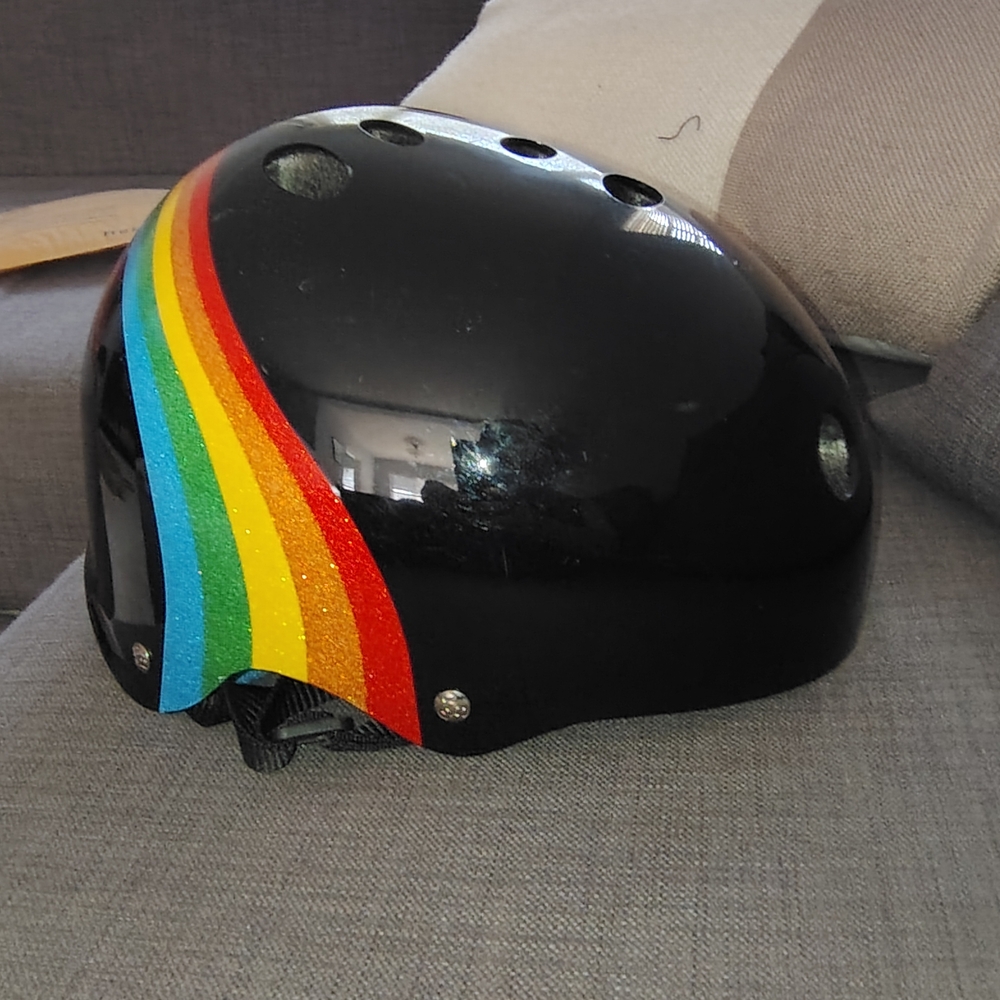 Black Helmet with Rainbow Stripe